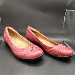 Naturalizer Red Leather Low Heel Slip On Shoes, Size 8M